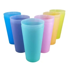 New Best 32 oz Large Plastic Cups, Unbreakable Drinking Cups set of 12, BPA Free