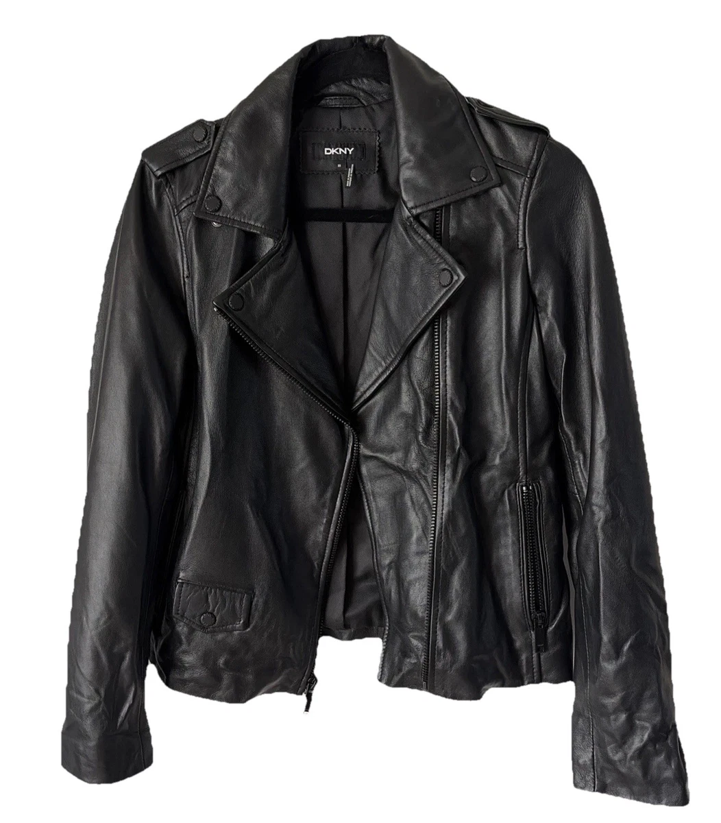 DKNY Leather Outer Shell Black Coats, Jackets & Vests for Women