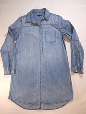 GAP Denim Dress Womens Small Shirt Dress Popover Collard Long Sleeve Blue Jean