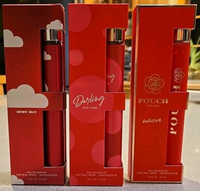 Soft Cloud Ruby Sky, Darling, & Pouch Eau De Parfum Sprays - 1.18 fl Oz Lot Of 3