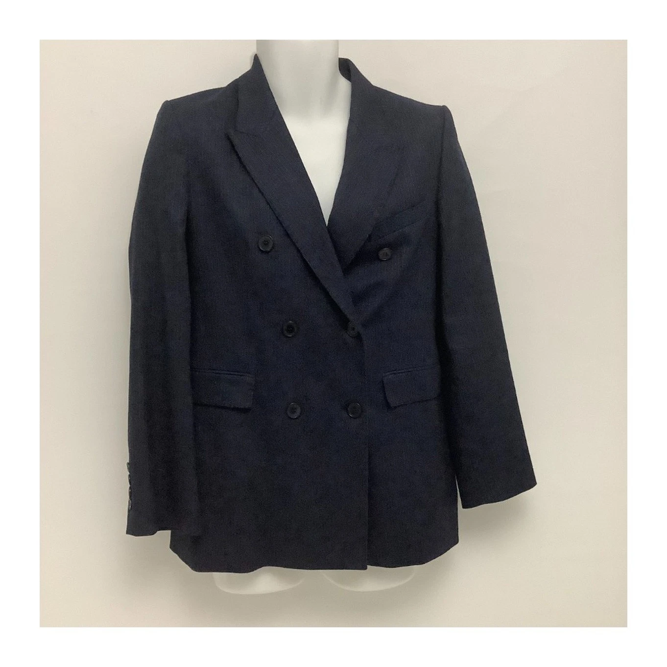 Zara Into the Classics Navy Pinstripe Double Breasted Blazer Fitted Size M EUR M
