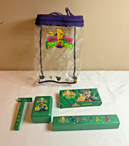 Power Rangers Travel Kit / Shaving Kit with Travel Bag - Purple / Green Vintage