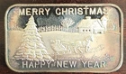 1 oz .999 Silver Bar Rainbow Toning Vintage Merry Christmas $Happy New Year999
