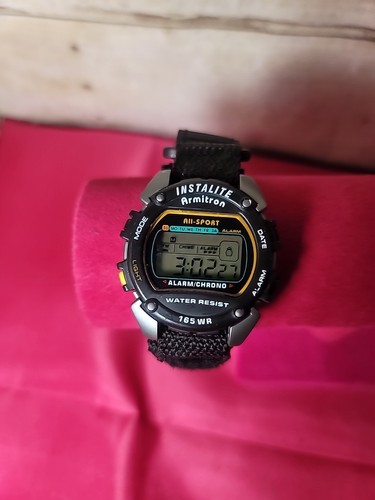 Vtg Armitron Instalite Watch Men Digital Black w Backlight ~ Excellent