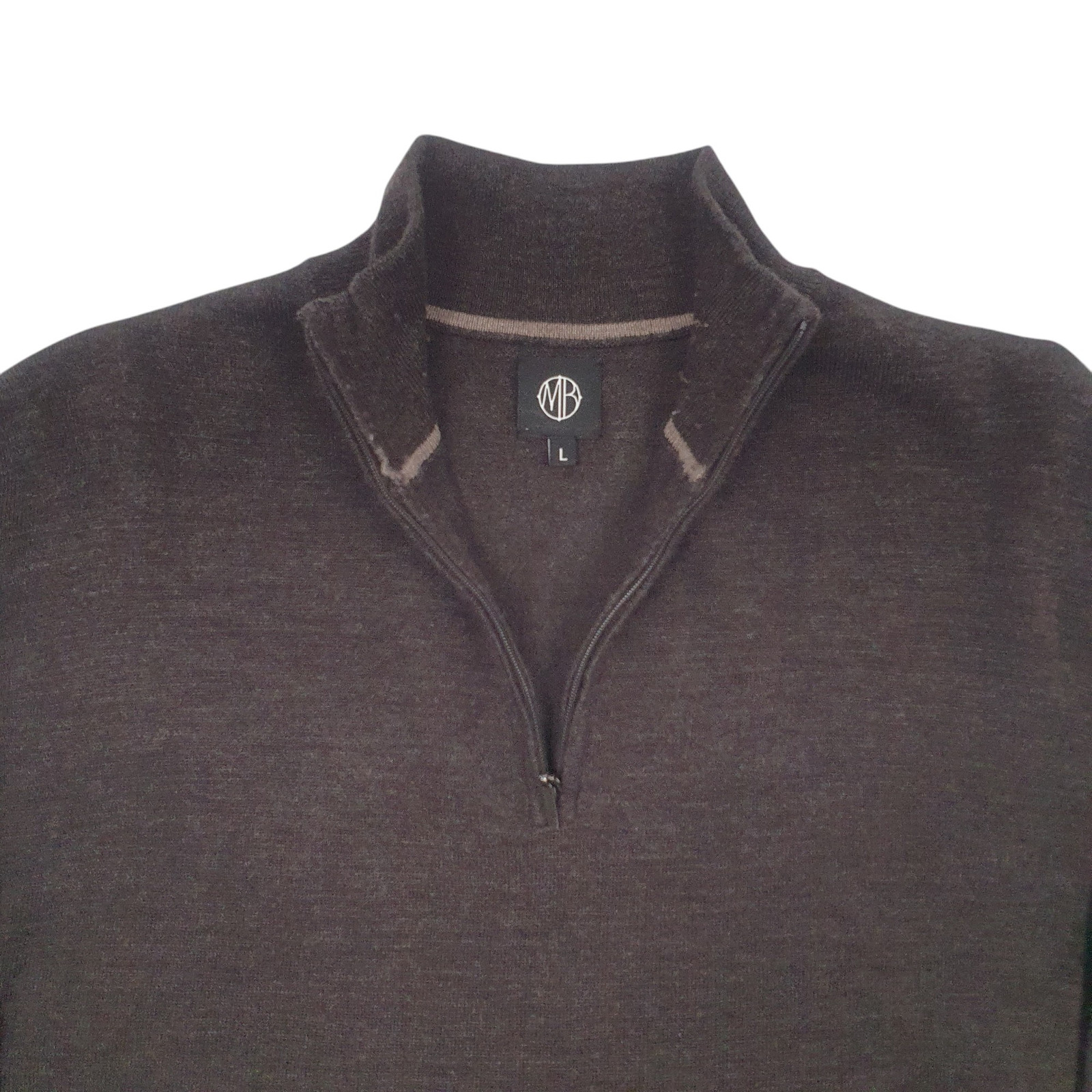 MOSS BROS 1/4 Quarter Zip Wool Jumper Sweatshirt Mens L image 2