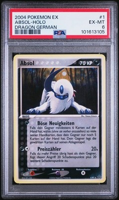 Absol Holo Foil 01/97 2004 Pokemon Card EX Dragon PSA 6 EX MINT
