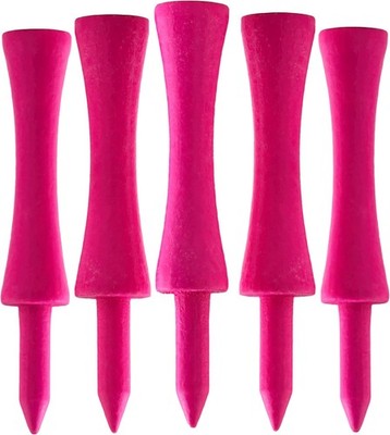 100 PCS Bamboo Golf Tees 38mm, 54mm, 70mm, 83mm, 59mm Castle Neon Bright Pink 