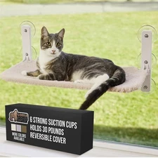 Cat Window Perch, Sturdy Cat Hammock Bed Window Seat with 6 Large Suction Cup...