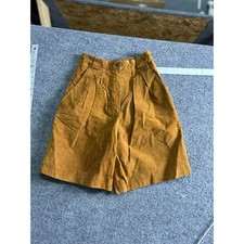Compass Shorts Womens Size 9/10 Brown Suede Leather Pleated High Waist Vintage