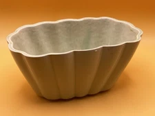 Vintage UPCO Pottery Green Oval Scalloped Planter