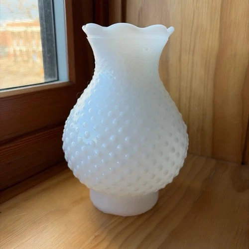 Milk Glass Hobnail Oil Lamp Chimney