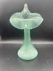 Fenton Satin Sea Foam Green Glass Jack And The Pulpit Vase 10.75"