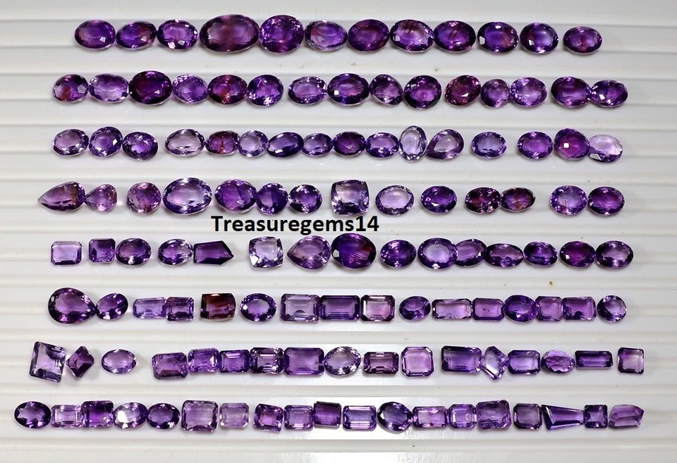 50 CT WHOLESALE LOT RING SIZE NATURAL VVS AMETHYST CUT FACETED LOOSE GEMSTONE - Image 2 of 4