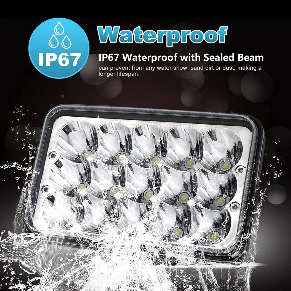 Upgrade 4pc DOT 4x6" inch Led Headlights HI/LO DRL H4 for Toyota Camry 1983-1988 - Image 3 of 4