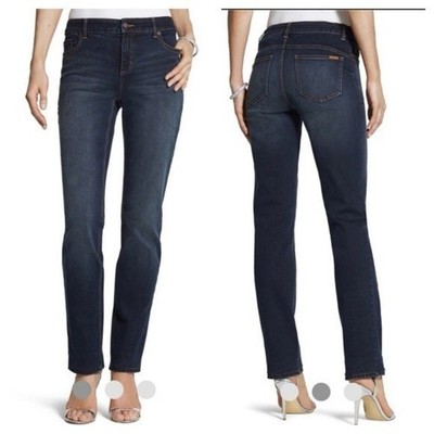 Chico's So Lifting Slim Leg Jeans size 0 High Waist Stretch 4 Dark Wash