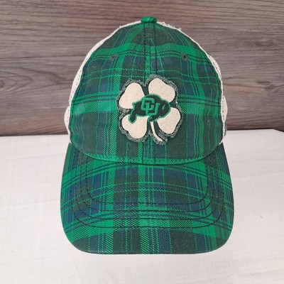 Colorado Buffalos Green Plaid St Pattys Day Hat Snapback Cap Hat With Mesh Back 
