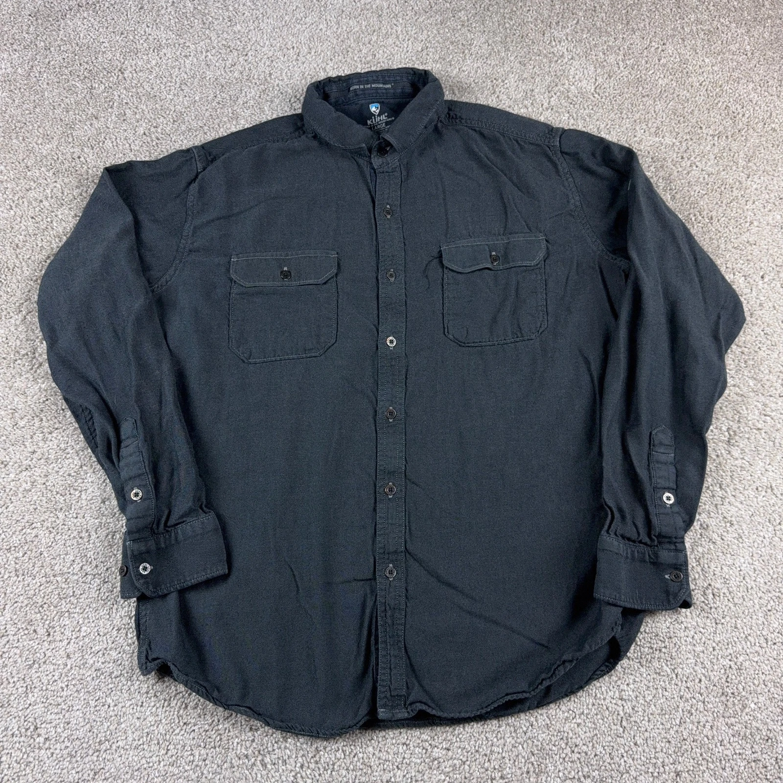 Kuhl Shirt Mens Large Gray Descendr Flannel Button Up Hiking Hiker Outdoors
