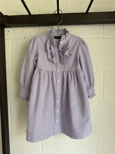 EUC Polo Ralph Lauren Girls SZ 5 Ruffle Shirt Dress Purple Long Sleeve