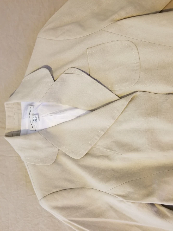 Женская льняная куртка блейзер Banana Republic 0 кремовая - Изображение 2 из 4