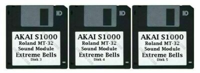 Akai S1000 Floppy Disks Roland MT-32 Bells 3 4 & 5 Snow Bell Toy Piano Warm Bell