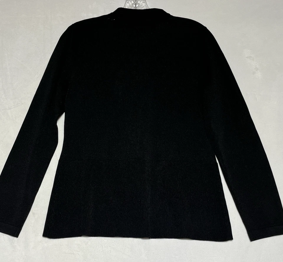 Blusa Grace Elements Top Mujer M Negra Mezcla Rayón Tejida 3/4 Cuello Abotonado Foto 2 de 4