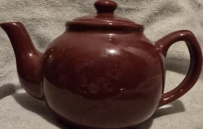 Vintage Lipton  Pottery Burgandy Maroon Tea Pot