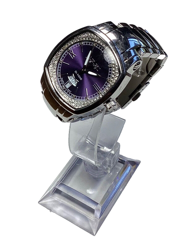 Women's August Steiner Diamond Watch AS8016BU Silver Date WR New Battery - Picture 3 of 8