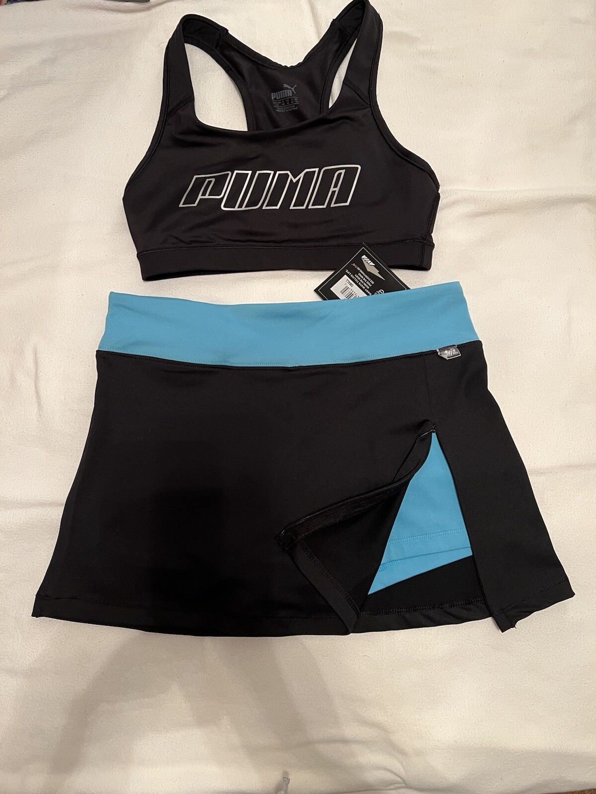 New Women Puma Sports Bra & Tennis Skort Size L/S image 3