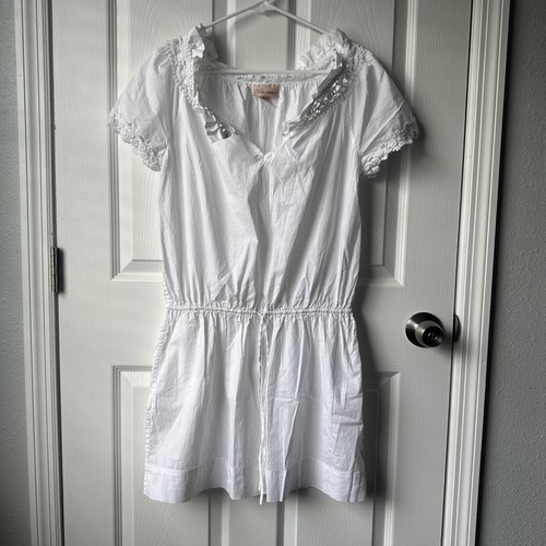 Alberta Ferretti Impulse Macy’s womens white cotton minimalist beach dress med