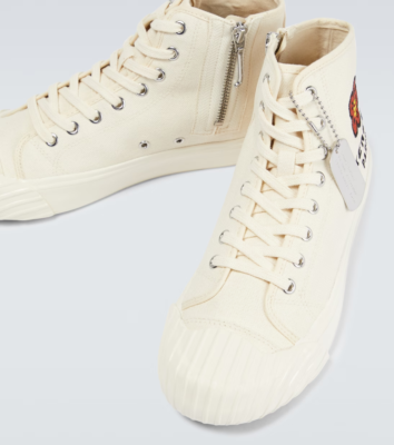 Kenzocozy ブーツ Kenzo Z8163 Men's Cream Canvas High Top Sneakers Size US 8.5