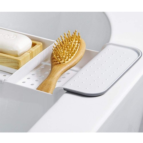 QUALITY PLASTIC EXTENDABLE BATH RACK TUB CADDY ORGANIZER DRAINER