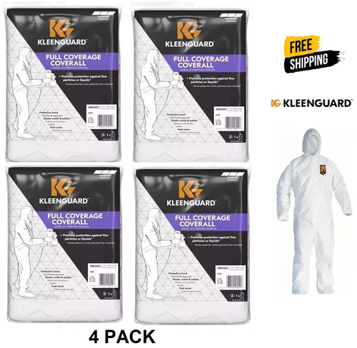 Full Coverage Coveralls with Hoodie, Large/Extra Large KleenGuard (4 PACK) - product listing photo