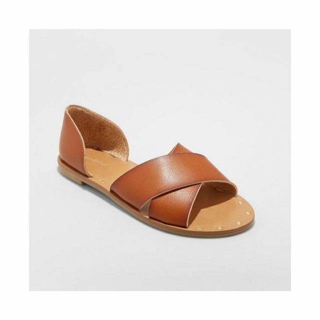 cognac slide sandals