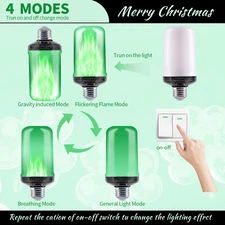 AIZHIWENG 2PCS Green Flame LED Bulbs E26 Base 4 Modes Energy Indoor Outdoor