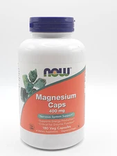 Now Foods Magnesium Caps 400mg 180 Veg Caps Nervous System Support Exp 10/26