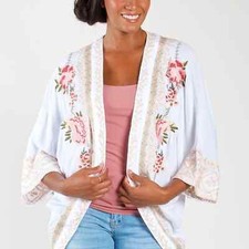 Nwt Paparazzi White Floral Embroidered Open Cardigan