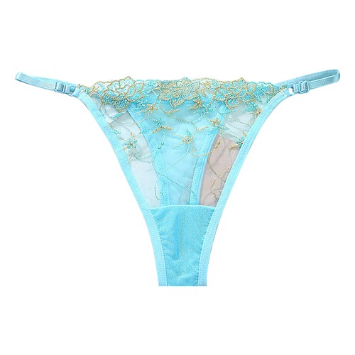 Womens Large Size Sexy Embroidered Hollow Mesh Thong Solid Panties G-String - Picture 15 of 32