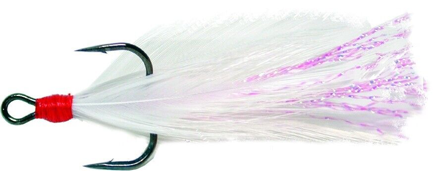 Gamakatsu Feathered Treble Hook #6 NS Black White/Red Feather 2/Pk  216407-WR