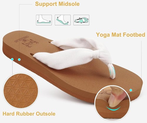 Flip Flops for Women with Arch Support Yoga Mat Comfortable Summer Beach Walking - Picture 6 of 11