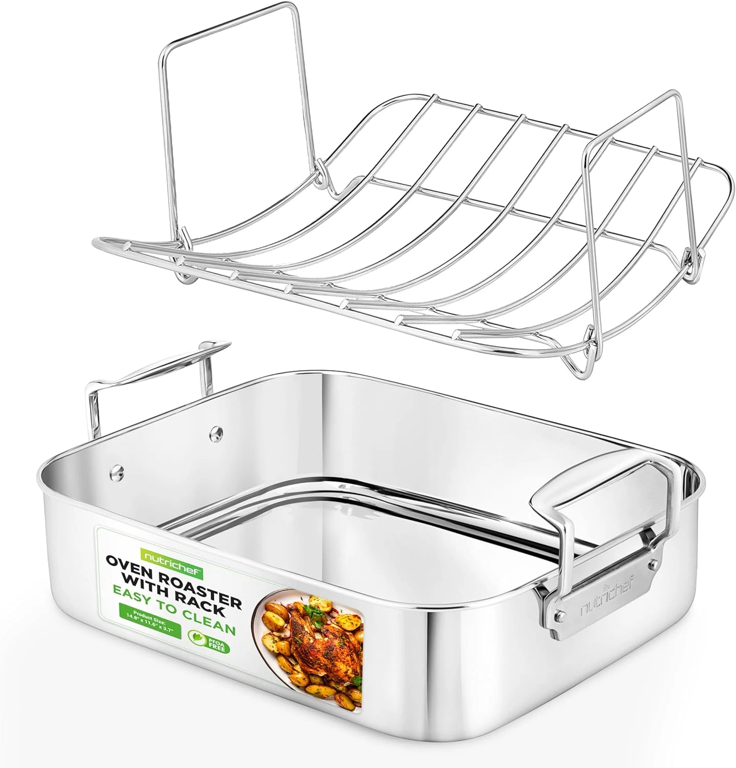 14-Inch Stainless Steel Kitchen Roasting Pan with Polished Wire Rack - Versatile
Opens in a new wind