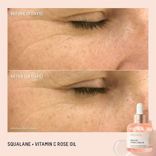 BIOSSANCE Squalano e Vitamina C Olio di Rosa Illuminante Viso Idrata Pelle Solida 30ml - Foto 3 di 9