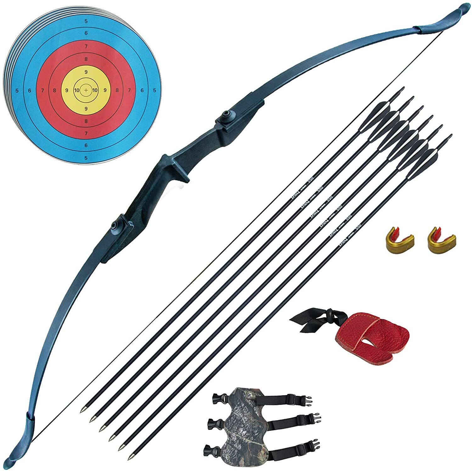 40lb Archery Takedown Recurve Bow and Arrow Set Hunting Long Bow Training  Target | eBay