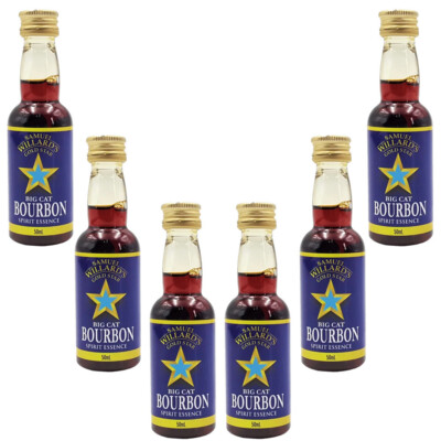 6X Samuel Willards Gold Star 50ml Big Cat Bourbon Essence Makes 2.25L