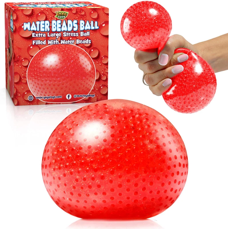 YoYa Toys Beadeez Squishy Stress Balls with Gel Water Beads - Jumbo Size  (Red) 