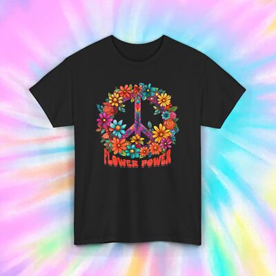 Flower Power | Peace Sign Floral Graphic Tee | Hippie Shirt S-5XL