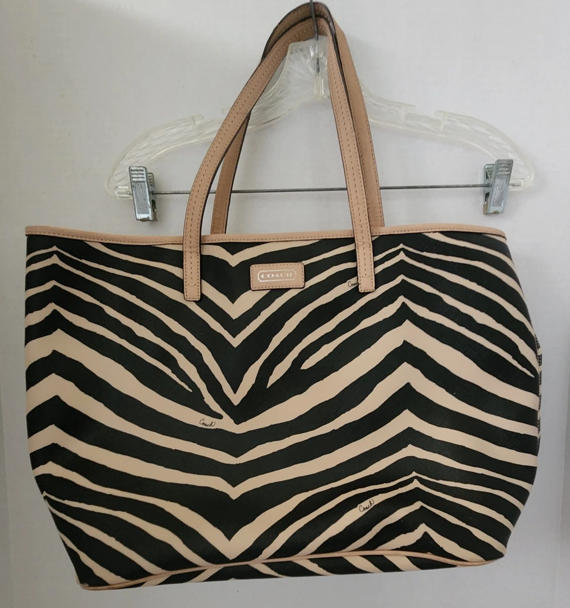 COACH PARK METRO ZEBRA TAN / BLACK LARGE TOTE