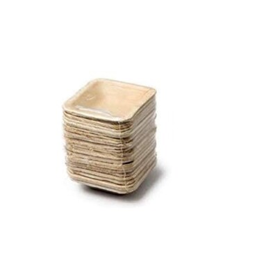 Areca Palm Leaf Square Bowls| Disposable Wooden Bowls (4X4 Inch) (pack of 50)