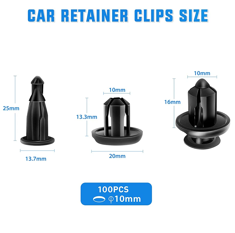 100x For Honda Acura Trim Panel Clips Bumper Fender Push Pin Rivet 10mm Engine - Изображение 2 из 4