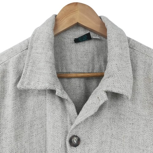 Jackeroos Hemp Cotton Button Front Shirt Jacket Shacket Size L Mens Chevron Camp - Picture 3 of 10
