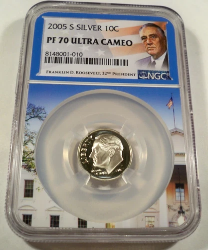 2005-S 10c SILVER NGC PF70UCAM PROOF ROOSEVELT DIME ULTRA CAMEO PR 70
